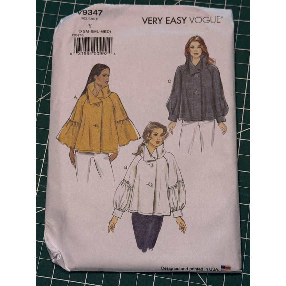 Vogue V9347 Sewing Pattern Misses Jackets XSM/SML/MED